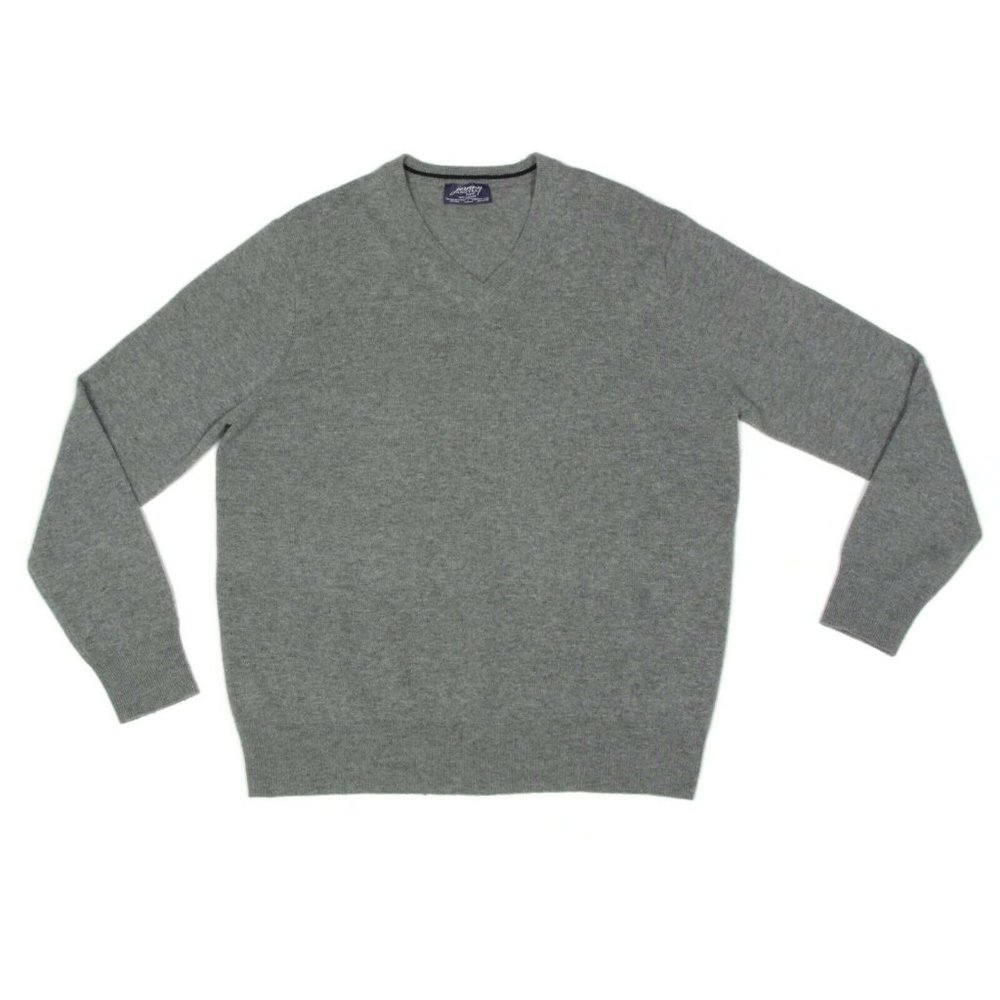 Jeremy NYC 100% Cashmere Classic Gray V-neck Men's Sweater size Large - 866
